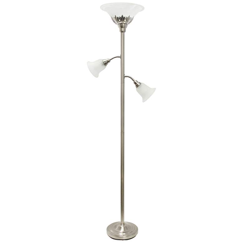 Image 2 Elegant Designs 71" Brushed Nickel 3-Light Torchiere Floor Lamp