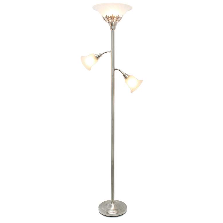 Image 3 Elegant Designs 71" Brushed Nickel 3-Light Torchiere Floor Lamp more views