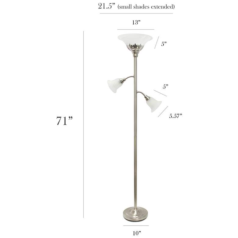 Image 4 Elegant Designs 71 inch Brushed Nickel 3-Light Torchiere Floor Lamp more views