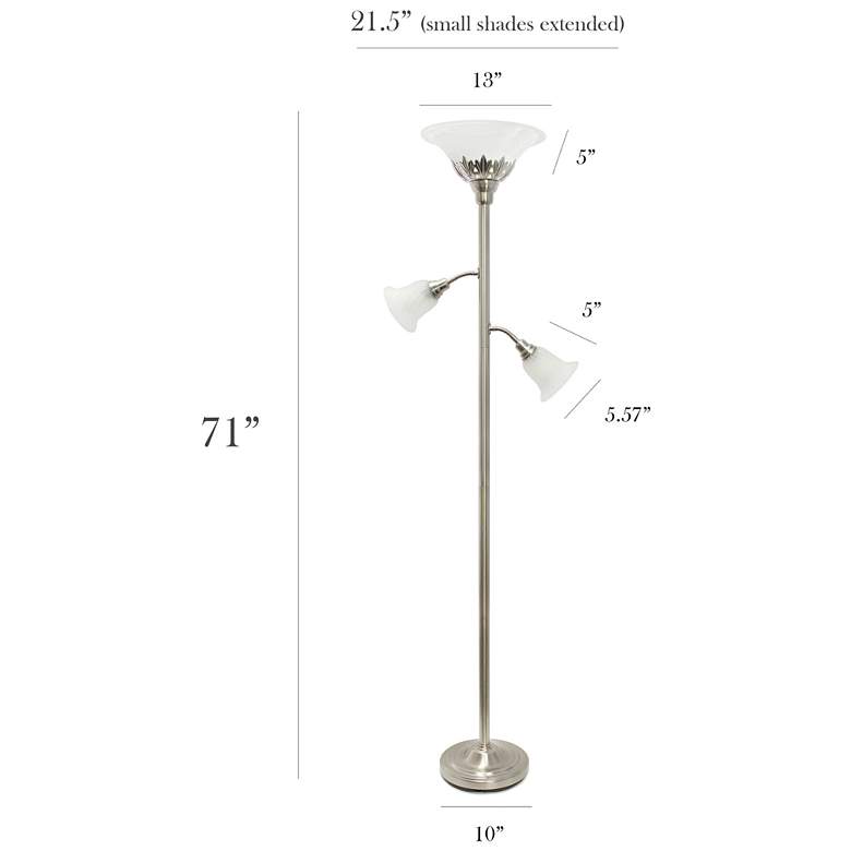 Image 4 Elegant Designs 71" Brushed Nickel 3-Light Torchiere Floor Lamp more views