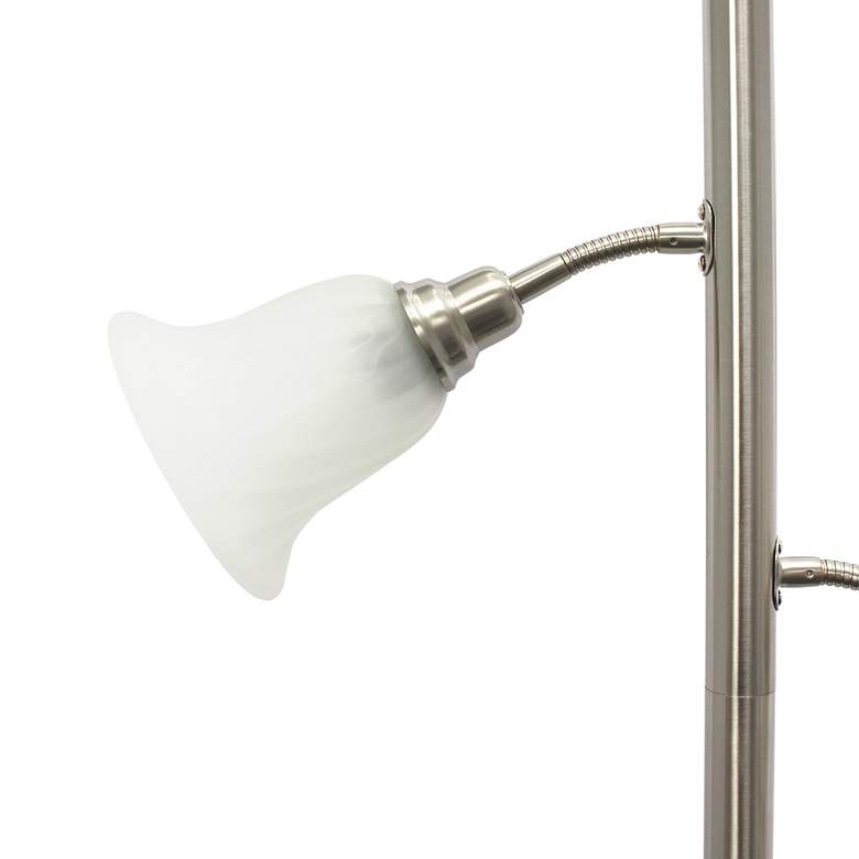 Image 7 Elegant Designs 71" Brushed Nickel 3-Light Torchiere Floor Lamp more views