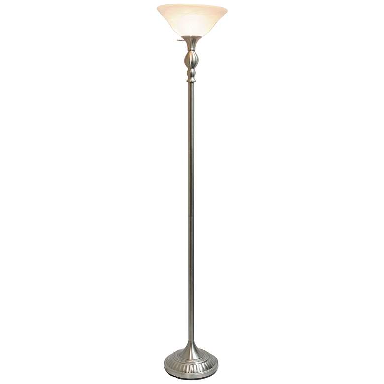 Image 2 Elegant Designs 71" Brushed Nickel Metal Torchiere Floor Lamp