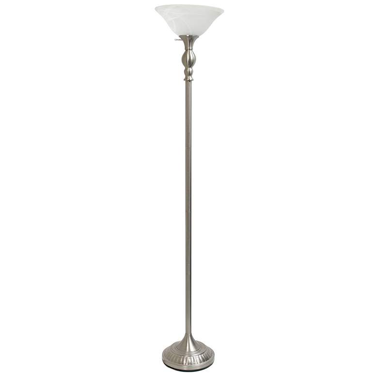 Image 3 Elegant Designs 71 inch Brushed Nickel Metal Torchiere Floor Lamp more views