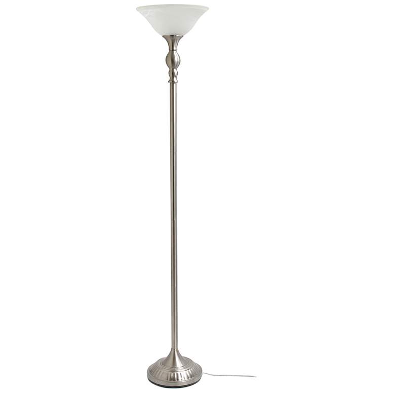 Image 4 Elegant Designs 71" Brushed Nickel Metal Torchiere Floor Lamp more views