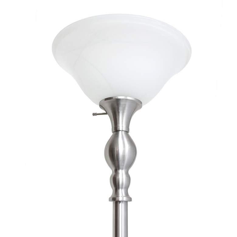 Image 7 Elegant Designs 71 inch Brushed Nickel Metal Torchiere Floor Lamp more views