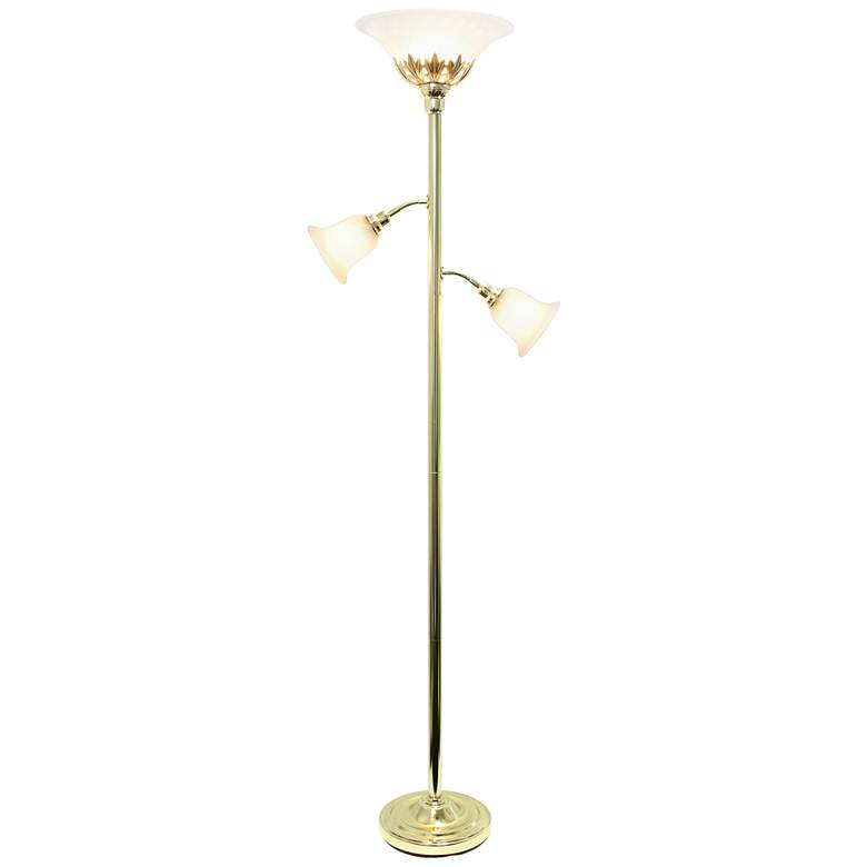 Image 2 Elegant Designs 71" Gold 3-Light Torchiere Metal Floor Lamp