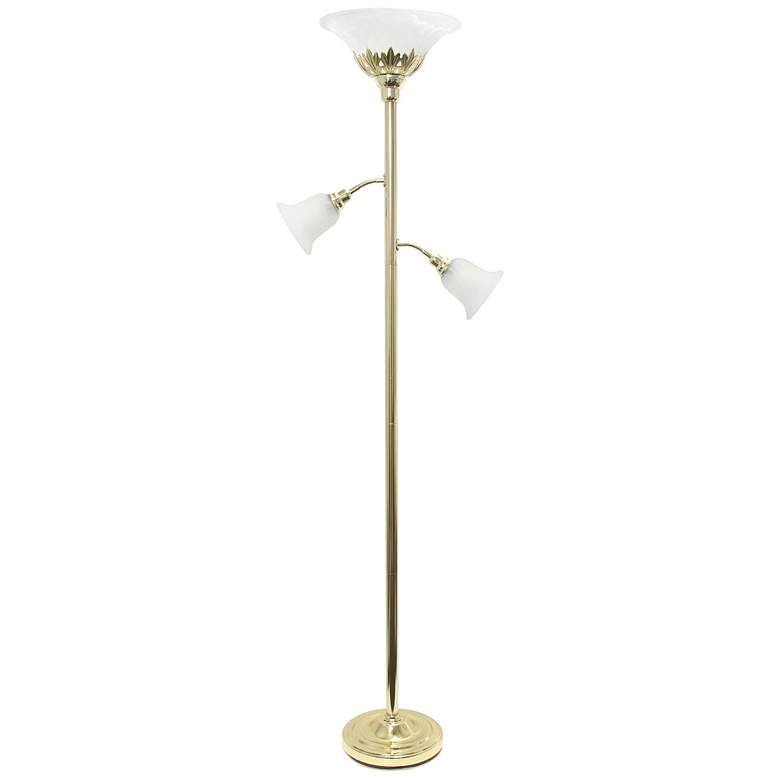 Image 3 Elegant Designs 71 inch Gold 3-Light Torchiere Metal Floor Lamp more views
