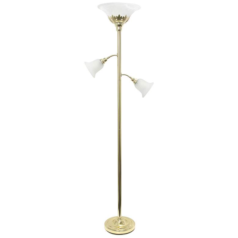 Image 3 Elegant Designs 71" Gold 3-Light Torchiere Metal Floor Lamp more views