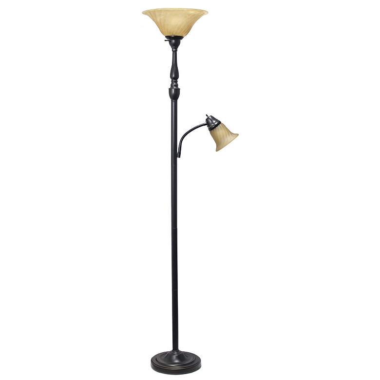 Image 3 Elegant Designs 71" High Bronze 2-Light Torchiere Floor Lamp more views