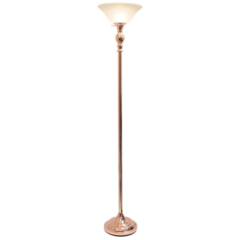 Image 3 Elegant Designs 71 inch High Rose Gold Metal Torchiere Floor Lamp more views