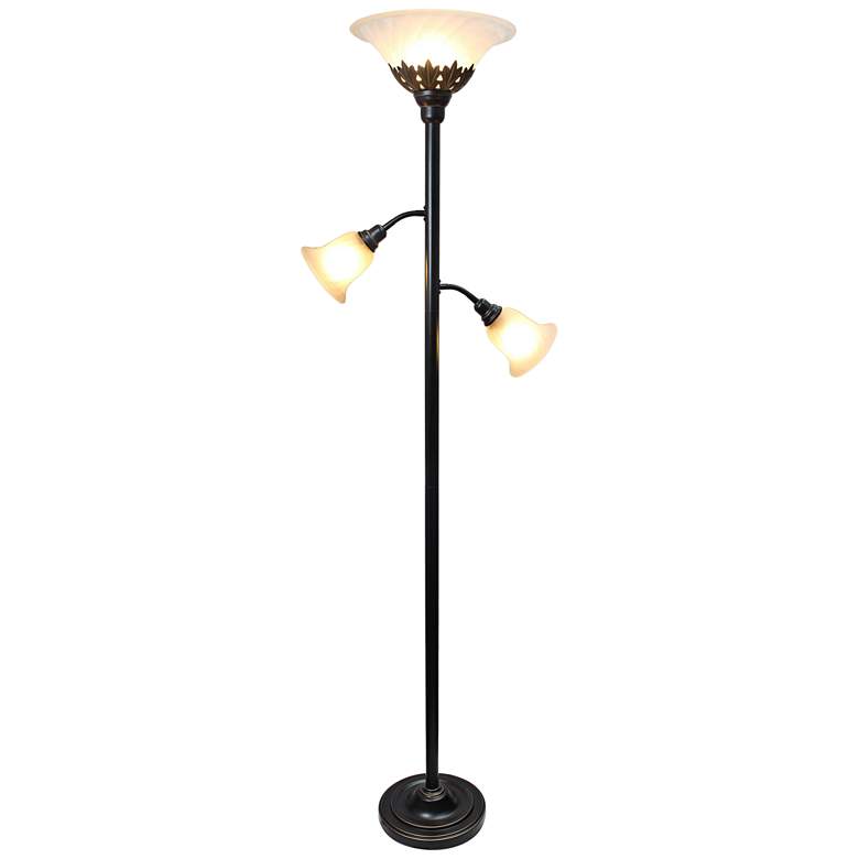 Image 2 Elegant Designs 71" Traditional Bronze 3-Light Torchiere Floor Lamp