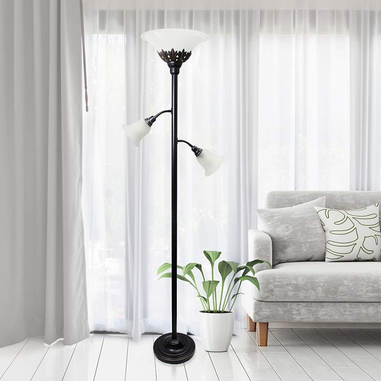Image 1 Elegant Designs 71 inch Traditional Bronze 3-Light Torchiere Floor Lamp