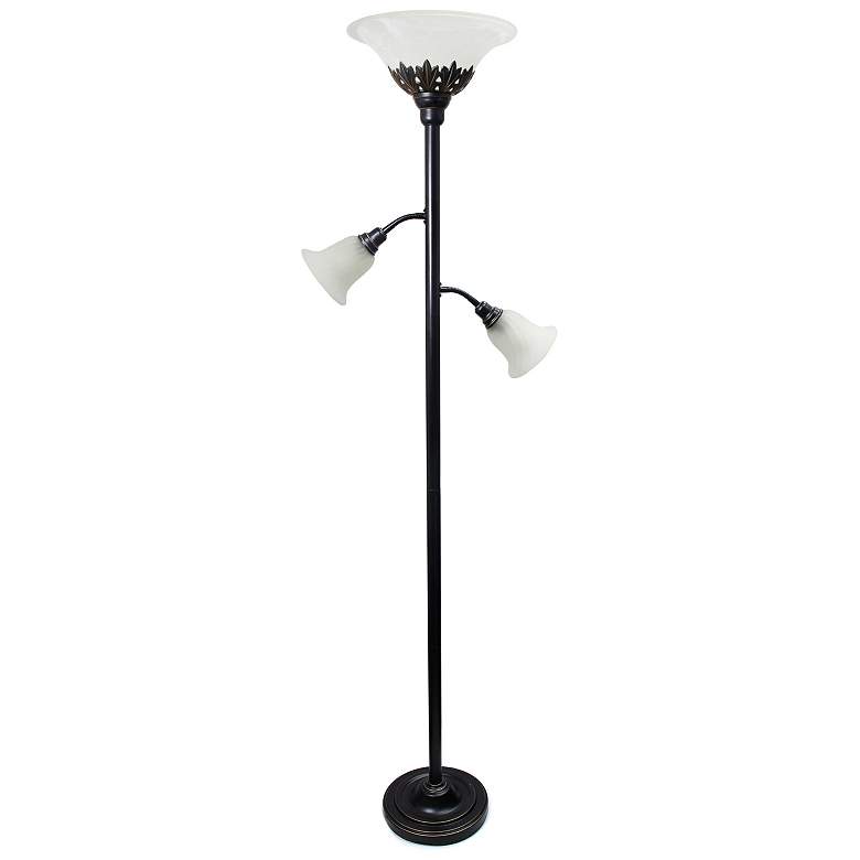 Image 3 Elegant Designs 71" Traditional Bronze 3-Light Torchiere Floor Lamp more views