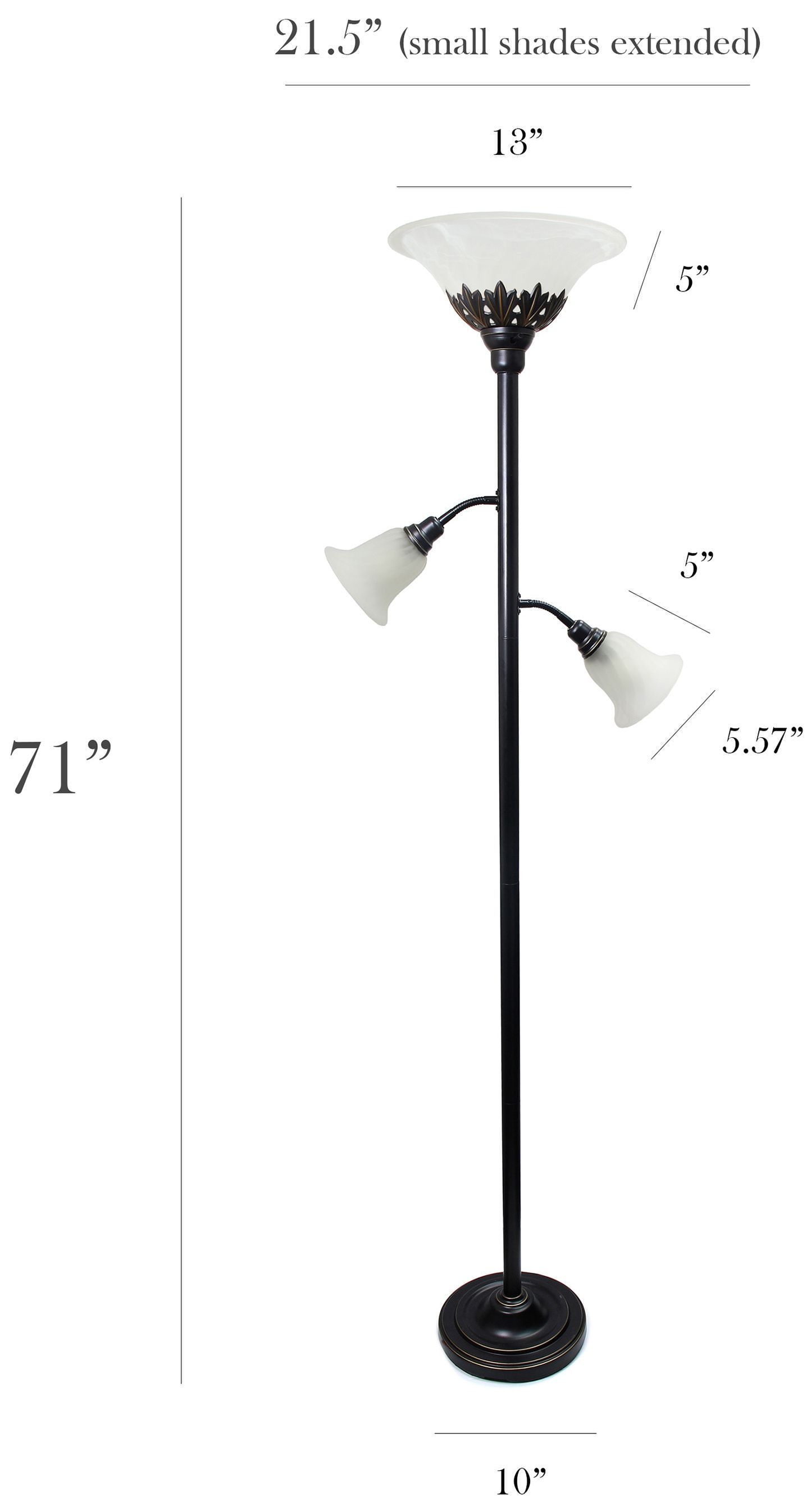 Elegant Designs 71" Traditional Bronze 3-Light Torchiere Floor Lamp
