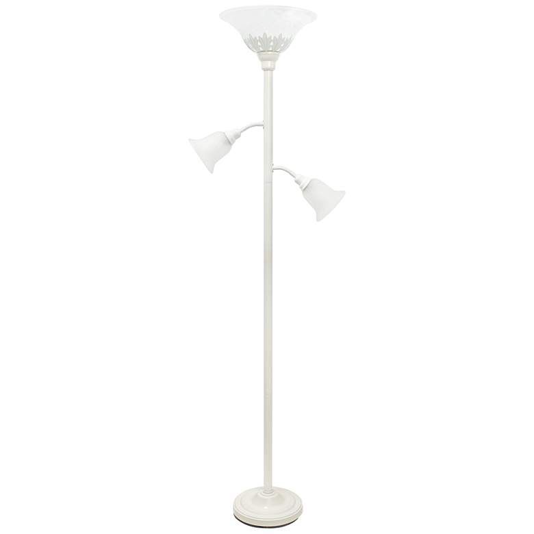 Image 2 Elegant Designs 71 inch  White 3-Light Torchiere Floor Lamp