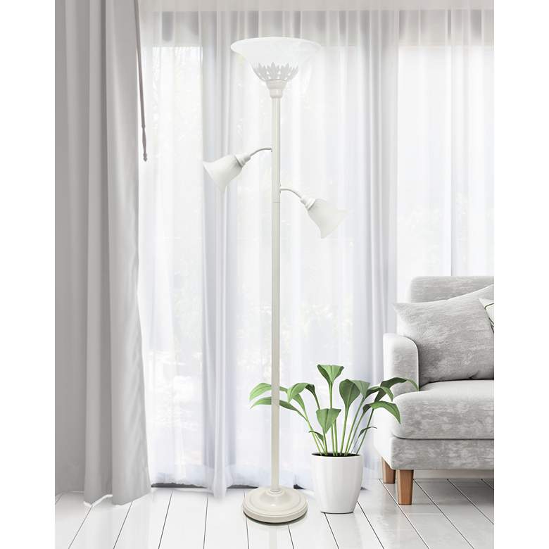 Image 1 Elegant Designs 71 inch  White 3-Light Torchiere Floor Lamp