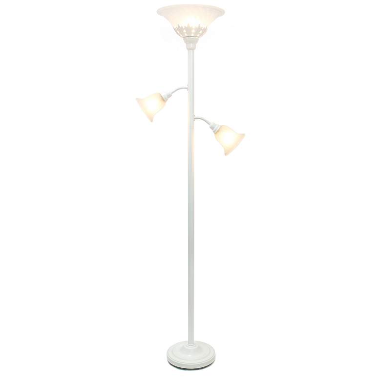 Image 3 Elegant Designs 71" White 3-Light Torchiere Floor Lamp more views