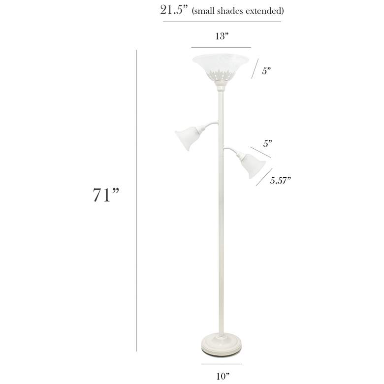 Image 4 Elegant Designs 71" White 3-Light Torchiere Floor Lamp more views