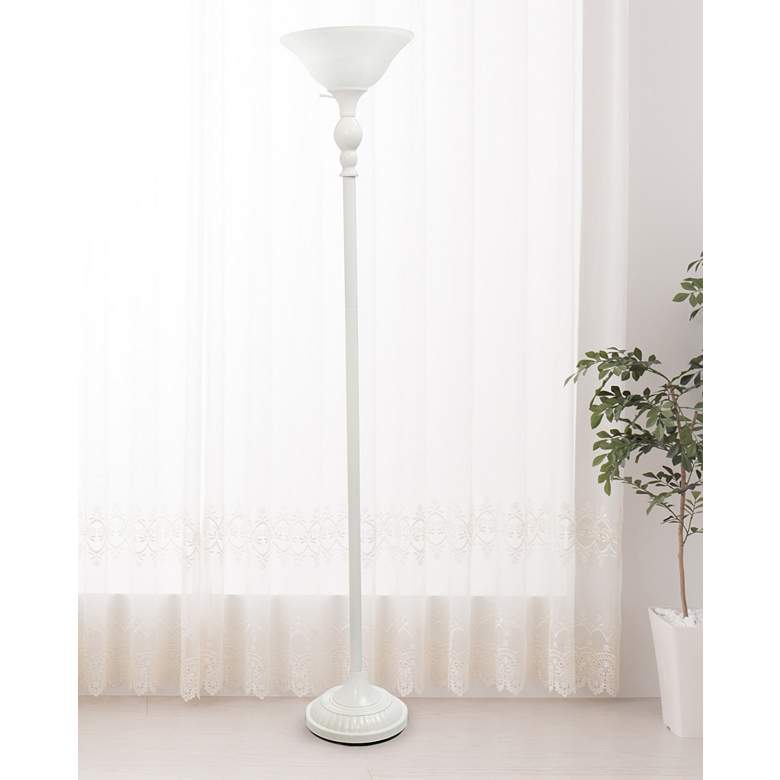 Image 1 Elegant Designs 71 inch White Metal Traditional Torchiere Floor Lamp