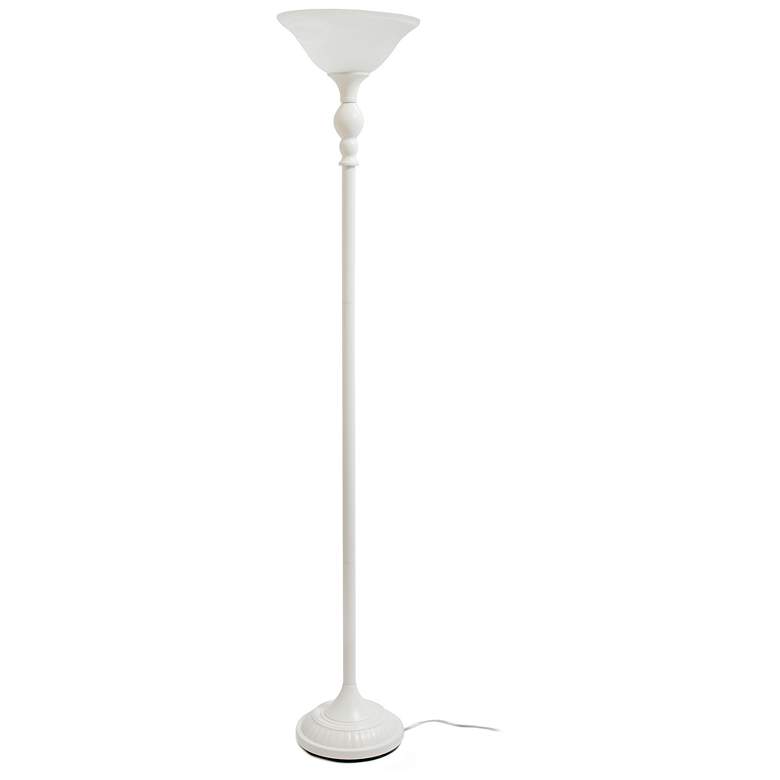 Image 5 Elegant Designs 71" White Metal Traditional Torchiere Floor Lamp more views