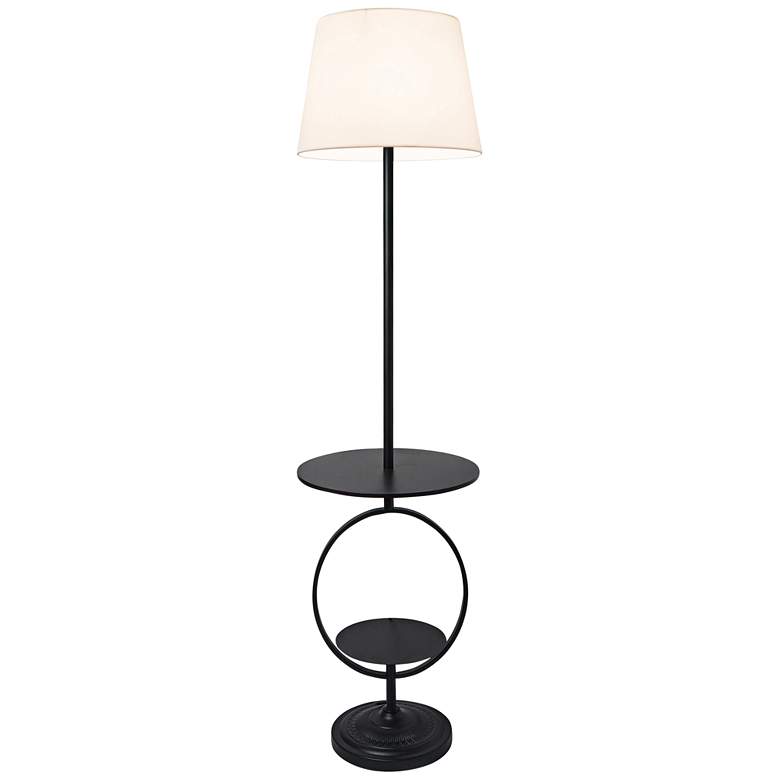 Image 2 Elegant Designs Black End Table Floor Lamp with 2 Shelves