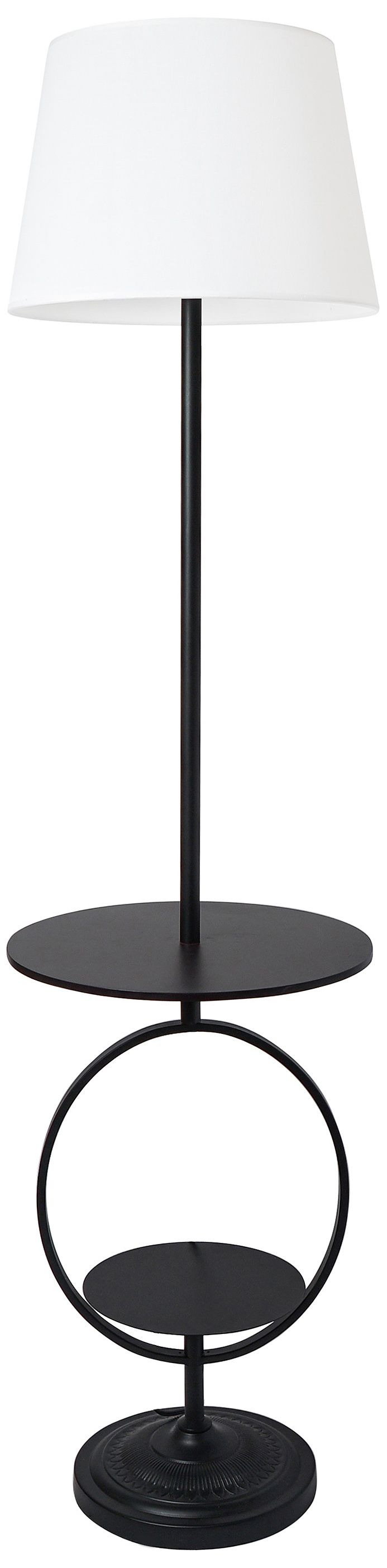 Elegant Designs Black End Table Floor Lamp with 2 Shelves 79T26
