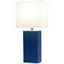 Elegant Designs Blue Leather Table Lamp with USB Port