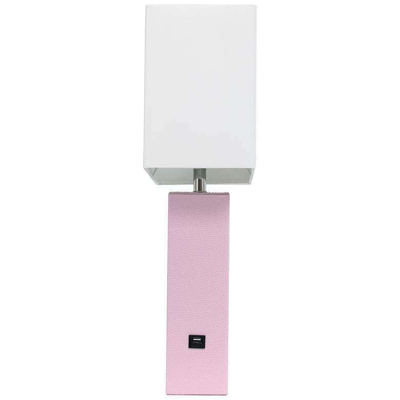 Image 4 Elegant Designs Blush Pink Leather Table Lamp with USB Port more views