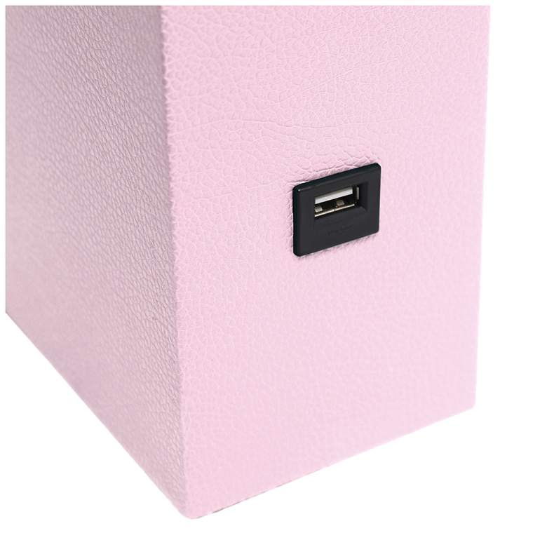 Image 6 Elegant Designs Blush Pink Leather Table Lamp with USB Port more views