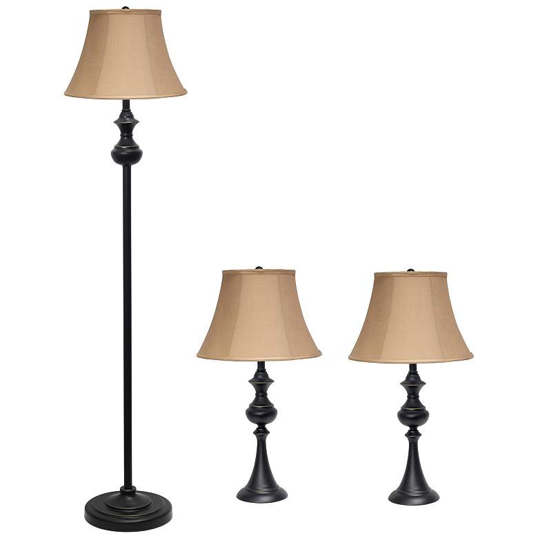 Image 3 Elegant Designs Bronze 3-Piece Floor and Table Lamp Set more views