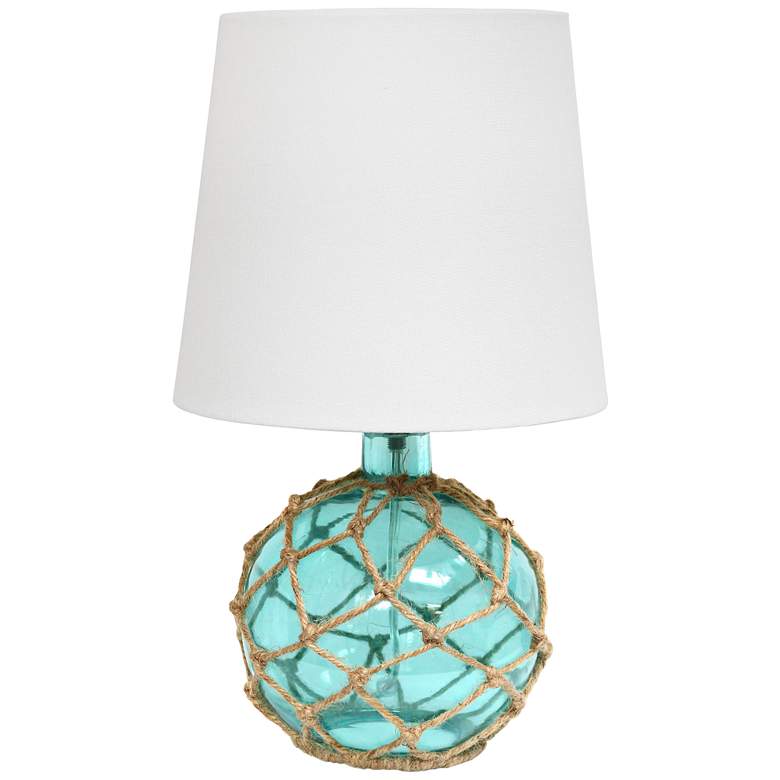 Image 2 Elegant Designs Buoy 15 1/4 inch High Netted Aqua Blue Glass Table Lamp