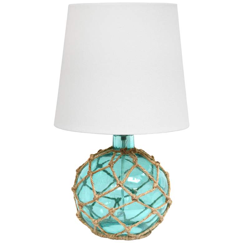 Image 2 Elegant Designs Buoy 15 1/4" High Netted Aqua Blue Glass Table Lamp