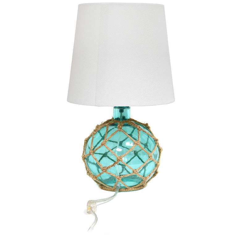 Image 4 Elegant Designs Buoy 15 1/4" High Netted Aqua Blue Glass Table Lamp more views