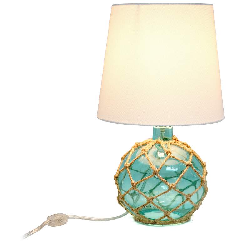 Image 5 Elegant Designs Buoy 15 1/4" High Netted Aqua Blue Glass Table Lamp more views