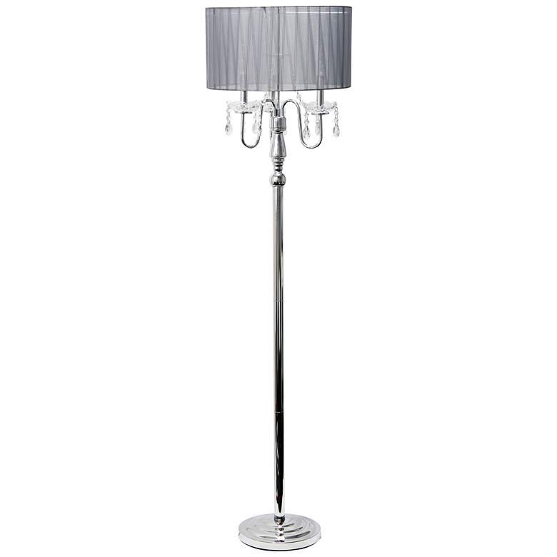 Image 2 Elegant Designs Chrome and Gray Floor Lamp