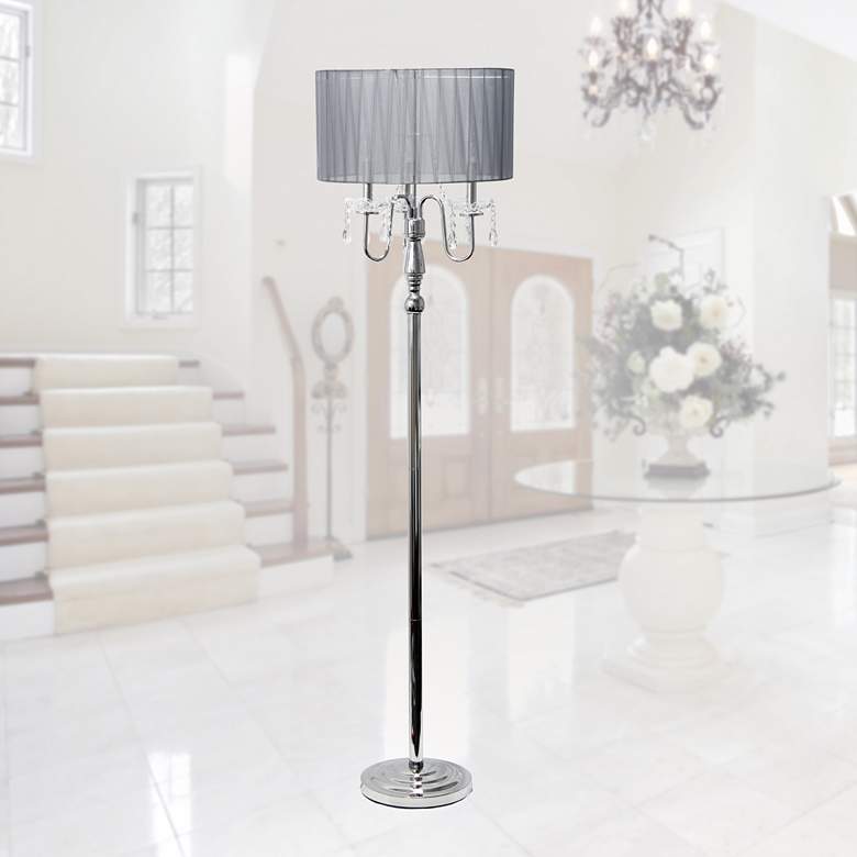 Image 1 Elegant Designs Chrome and Gray Floor Lamp