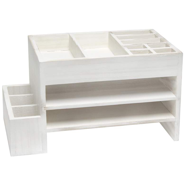 Image 1 Elegant Designs Desk Organizer with Storage Cubbies White Wash