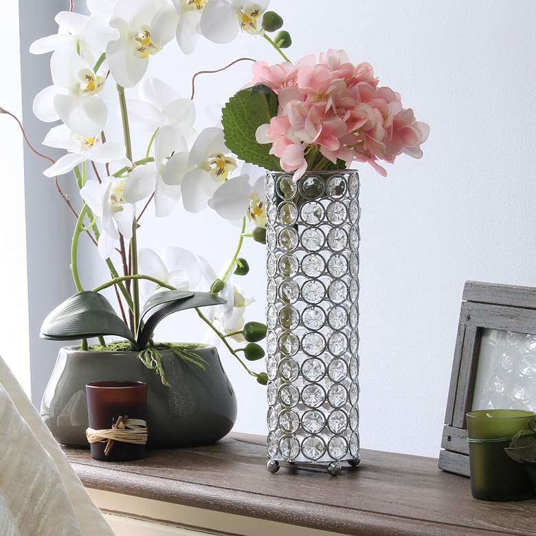 Image 1 Elegant Designs Elipse 10 1/4" High Chrome Decorative Vase