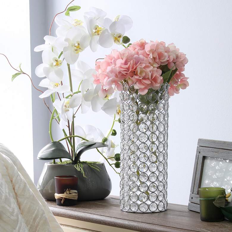 Image 1 Elegant Designs Elipse 11 1/4 inch High Chrome Decorative Vase