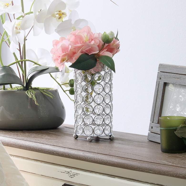Image 1 Elegant Designs Elipse 6 3/4" High Chrome Decorative Vase