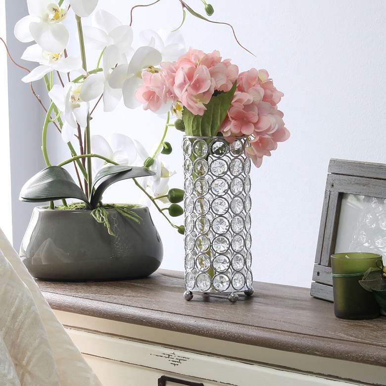 Image 1 Elegant Designs Elipse 7 3/4" High Chrome Decorative Vase
