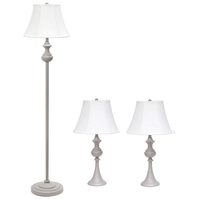 Image 3 Elegant Designs Gray 3-Piece Floor and Table Lamp Set more views
