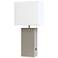 Elegant Designs Gray Leather Table Lamp with USB Port