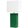 Elegant Designs Green Leather Table Lamp with USB Port