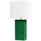 Elegant Designs Green Leather Table Lamp with USB Port