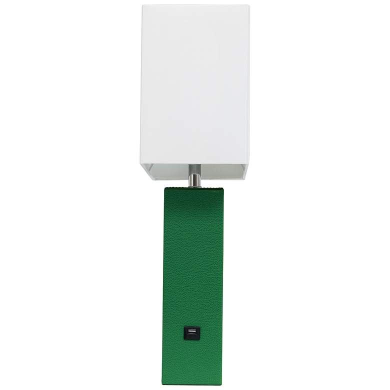 Image 4 Elegant Designs Green Leather Table Lamp with USB Port more views