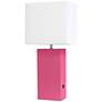 2_Elegant Designs Hot Pink 21" Leather Table Lamp with USB Port