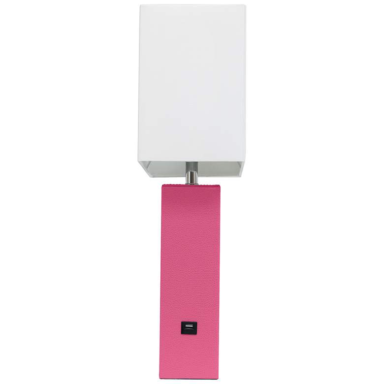 Image 4 Elegant Designs Hot Pink 21 inch Leather Table Lamp with USB Port more views