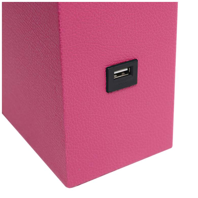 Image 6 Elegant Designs Hot Pink 21" Leather Table Lamp with USB Port more views