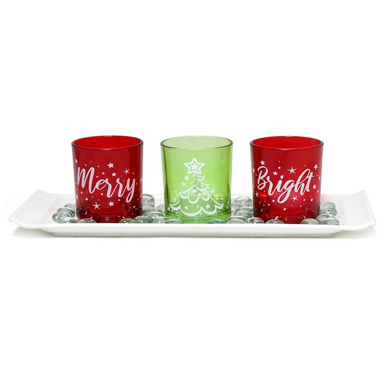 Image 1 Elegant Designs Merry and Bright Christmas Candle Set of 3
